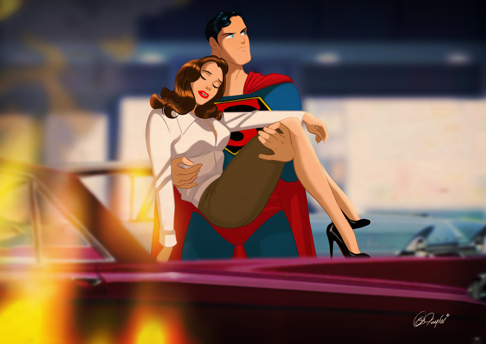 Superman cargando a Lois Lane