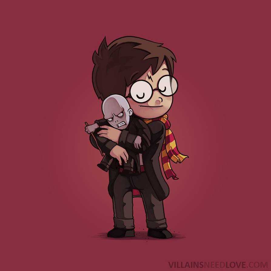Harry Potter abrazando a Voldemort