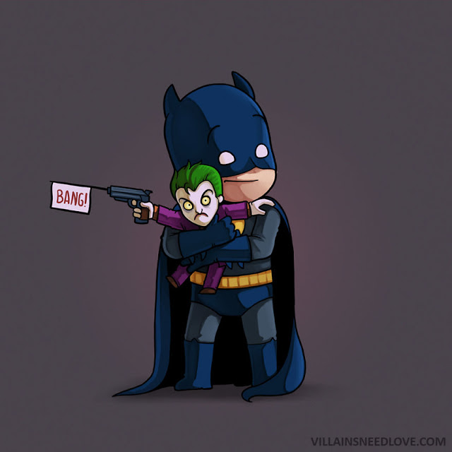 Batman abrazando a Joker