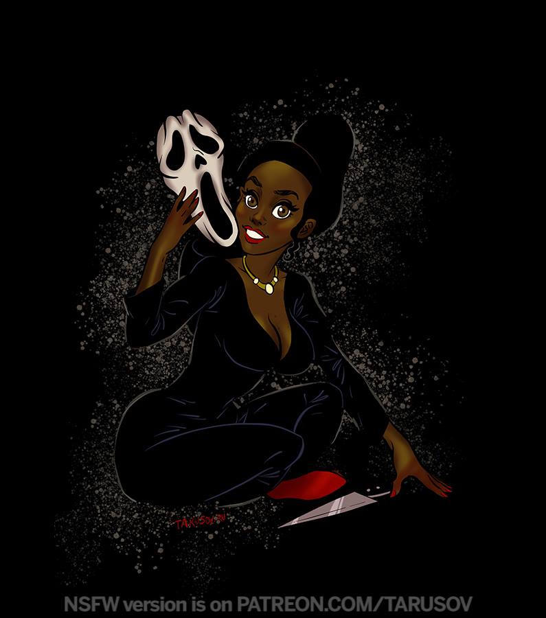 Tiana como Ghostface de Scream