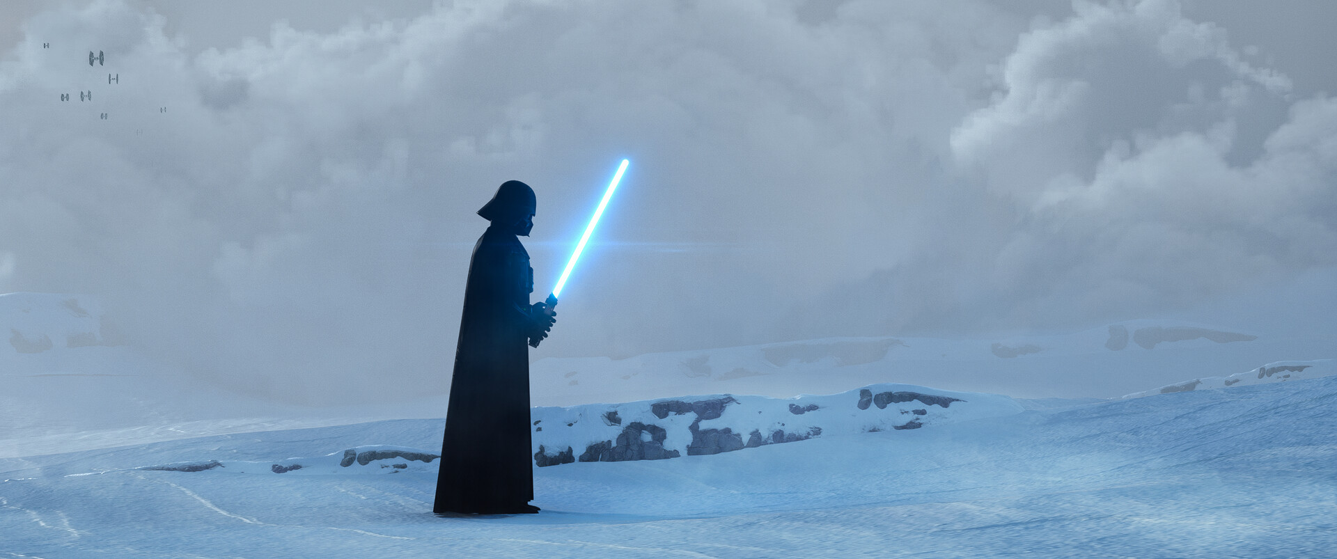 Darth Vader con lightsaber azul