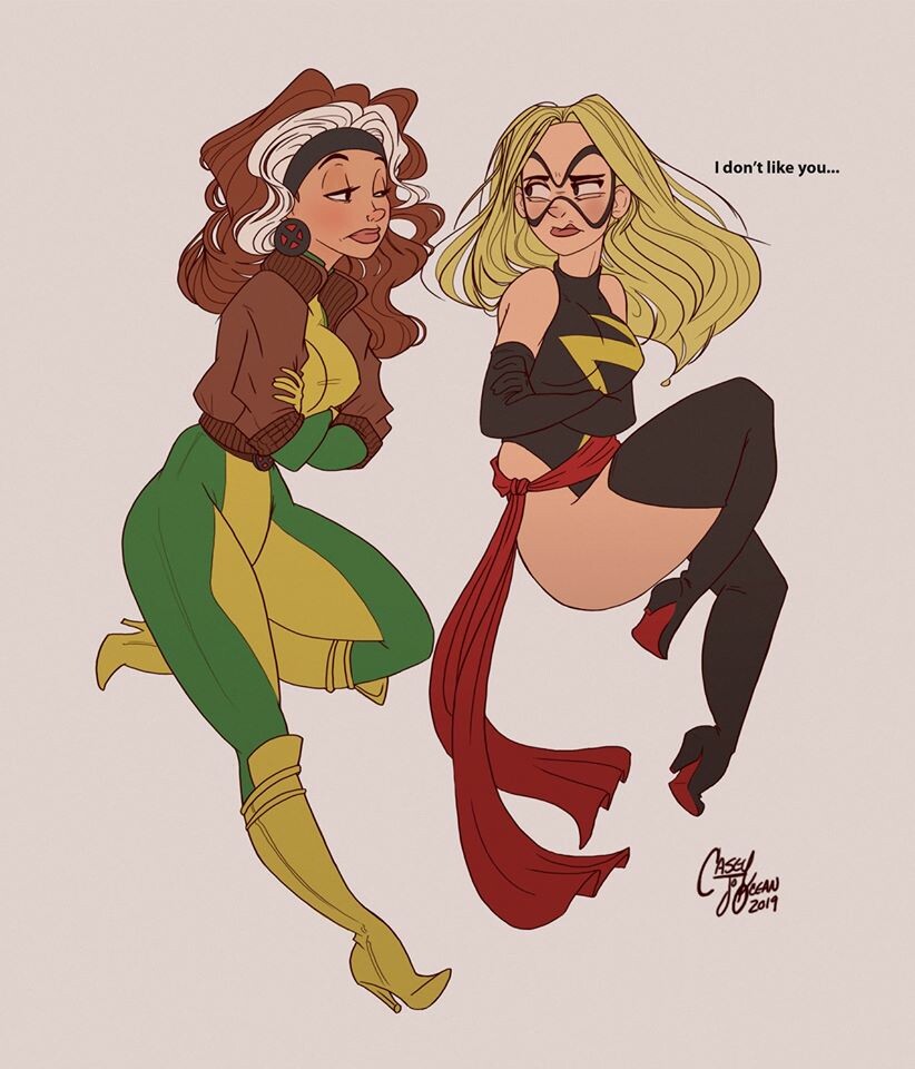 Marvel Comics Pin Up Rogue y Miss Marvel