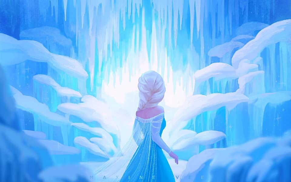 Elsa contemplando hielo